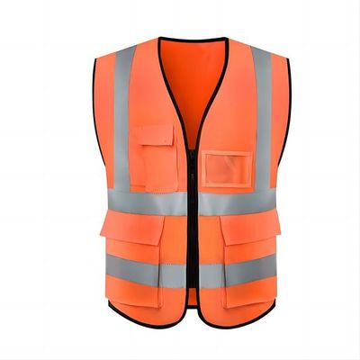 comprar Chaleco reflexivo de secado rápido industrial de la seguridad de construcción del poliéster del chaleco de la seguridad con los bolsillos Fabricación en línea