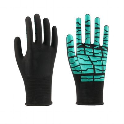 comprar L látex sumergido de goma de los guantes del poliéster del XL XXL cubrió el indicador de los guantes 13 Fabricación en línea