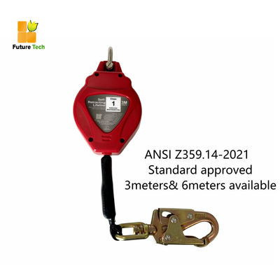 Comprar ANSI Z359.14-2021 Sistema de retención de caídas retráctil certificado con resistencia estática de 16KN y longitud de 3-6 metros para el sistema de retención de caídas Fabricación en línea