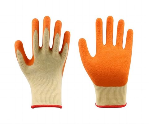 Un buen precio. Guantes sumergidos en caucho con acabado de látex arrugado con revestimiento de poliéster de calibre 10 Guantes de trabajo de seguridad certificados CE EN388 UKCA en línea
