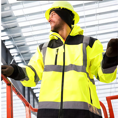 Un buen precio. Chaqueta reflectiva de seguridad térmica impermeable con capucha desmontable para ropa de trabajo de alta visibilidad en línea