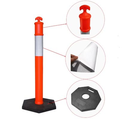 Un buen precio. Poste de advertencia de tráfico de polietileno duradero con cinta reflectante y 1150 mm de altura para seguridad vial en línea