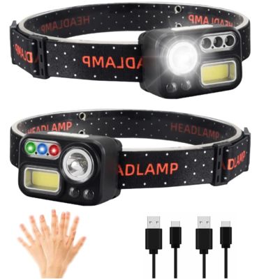 Un buen precio. Linterna frontal LED de 500 lúmenes con sensor de movimiento y batería recargable para actividades al aire libre en línea